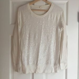J. Crew White Sequined Long Sleeve Shirt!